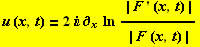 u (x, t) = 2 ∂_x ln (| F ' (x, t) |)/(| F (x, t) |)